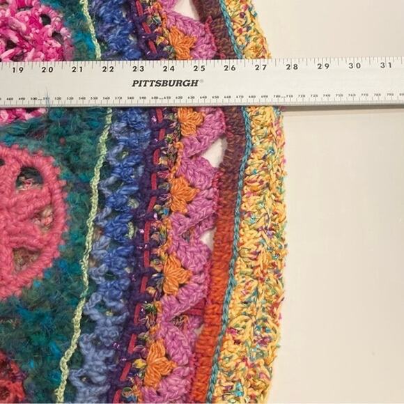 Cape Poncho Jacket Coat Sweater Cardigan Knit Crochet Thick Handmade Multicolor - Picture 14 of 14